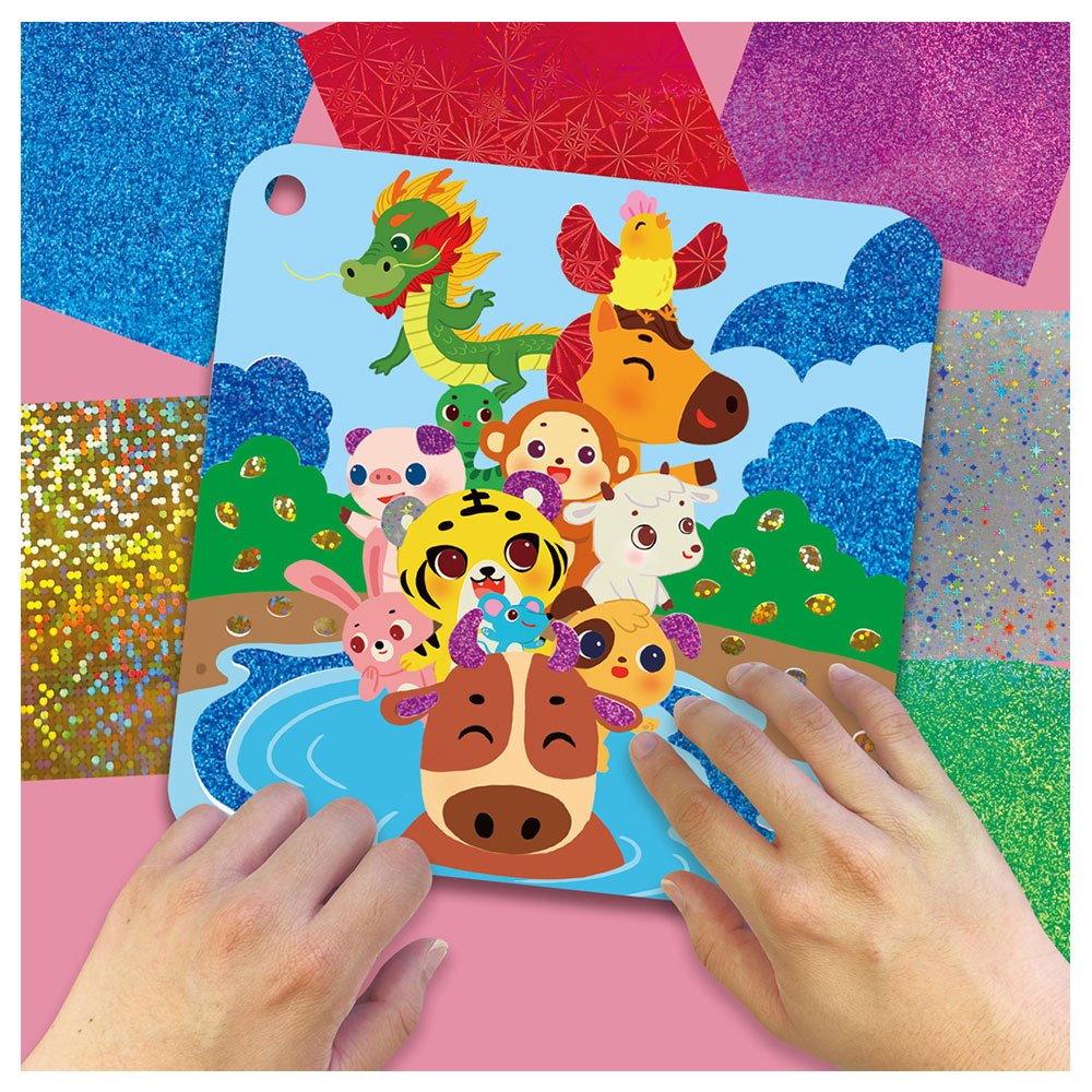 忍者兔閃亮色紙轉印貼童話遊戲書【三隻小豬&十二生肖】