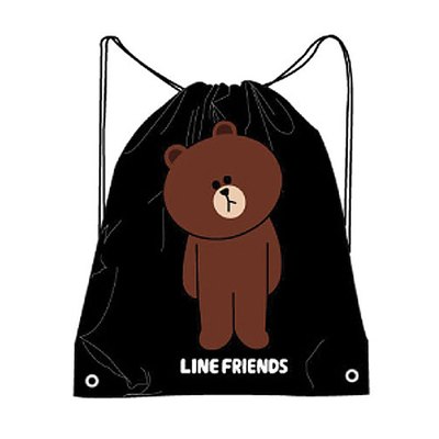 LINE FRIENDS 束口後背袋 -熊大(黑)