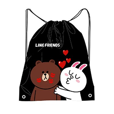 LINE FRIENDS 束口後背袋 -戀愛篇(熊大&兔兔.黑)